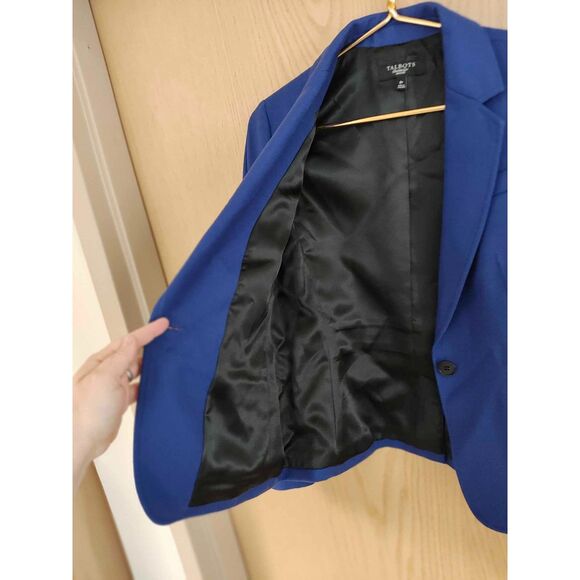 Talbots Wool Blazer Royal Blue Womens Size 8P Career Business Casual - Picture 6 of 10